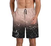 Manta Ray and Fish - Pantalones cortos de verano para hombre, estilo casual, ajuste clásico, con cordón ajustable, 3 bolsillos, Color mármol, oro rosa, M