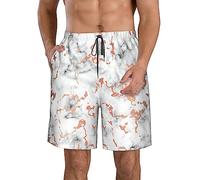 Manta Ray and Fish - Pantalones cortos de verano para hombre, estilo casual, ajuste clásico, con cordón ajustable, 3 bolsillos, Textura de mármol y salpicaduras de cobre, S