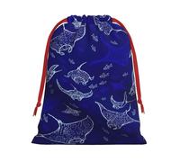 Manta Ray And Fish Print - Bolsa de regalo con cordón reutilizable, para fiestas, cumpleaños, bodas, uso diario