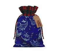 Manta Ray and Fish Print - Bolsas con cordón, bolsa de bocadillos de caramelos, bolsas reutilizables para envolver y almacenar, S