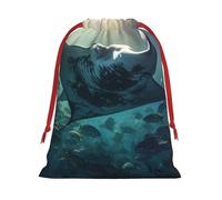 Manta Ray And Fish Print - Bolsas de regalo con cordón, para cumpleaños, Navidad, vacaciones, regalos, recuerdos de fiesta