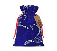 Manta Ray And Fish Print - Bolsas de regalo de temporada con cordón para celebraciones, embalaje de regalo ecológico