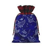 Manta Ray And Fish Print - Bolsas reutilizables con cordón para cumpleaños, bodas, reuniones familiares