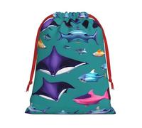 Manta Ray and Fishes - Bolsas de Navidad, bolsa de almacenamiento, suministros de fiesta de cumpleaños, vacaciones, también se puede utilizar para almacenamiento diario