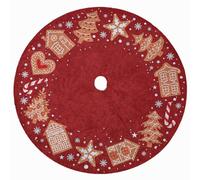 Manta redonda para árbol de Navidad, 150 cm, faldas de pelo de peluche, alfombra grande, soporte para árbol de Navidad, decoración navideña, manta de pan de jengibre rojo [165]