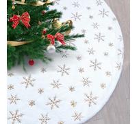 Manta redonda para árbol de Navidad, manta para árbol de Navidad, manta para árbol de Navidad, manta con copo de nieve, alfombra de lentejuelas para decoraciones navideñas