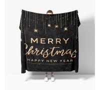 Manta Refrescante L 100x130 cm Tema de Navidad Y AñO Nuevo Manta Verano, Transpirable Suave Anti Estático Negro Mantas para Cama Alivia Sudor y Ayuda Sueño para Cama Sofá
