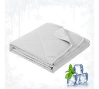 Manta refrescante - Manta fría suave de 3 capas, edredón fino portátil frío | Manta suave y fresca multifuncional, manta refrescante ligera para sofá, (verde, gris) (