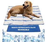 Manta Refrescante para Perros y Gatos 50x90 cm - Alfombra Refrescante con Gel No Tóxico - Reversible con Motivos Buceo y nel Mar y Azul - Talla L 90 x 50 - Alfombrilla Refrigerante