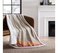 Manta reversible de sherpa y vell n cepillado Eddie Bauer, ligera, ideal para cama o sof , color caqui Fair Isle