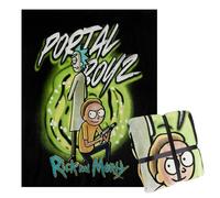 Manta Rick y Morty - Sofá Grande 150 x 130 cm, Manta Polar Suave, Regalos Navidad (Negro/Verde)