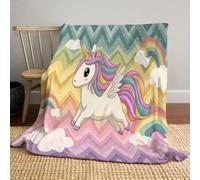 Manta Rosa con Estampado Dibujos Animados Unicornio, Manta Fantasía Cuento De Hadas Franela Suave y Acogedora, Cálida Mantas para Niños y Niñas como Regalo, para Cama Sofá Sillón Viajes 100x150 cm