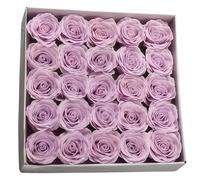Manta Rose - Jabón de flores, rosas artificiales de lavanda, 25 piezas, embalaje de caja cuadrada, estructura de pétalos de 7 capas, perfecto para baño y bricolaje, decoración