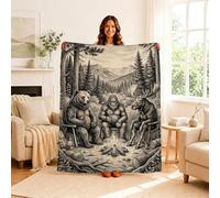 Manta rústica con ilustración de animales del bosque, 101,6 x 127 cm | Estética rústica del bosque, manta de sofá, tema de campamento en el desierto, estética acogedora de montaña