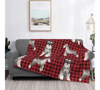 Manta Schnauzer A Cuadros Raza De Perro Rojo Cálido Franela Polar Felpa Suave Manta para sofá como Funda De Cama/Sábanas 125 X 150 Cm