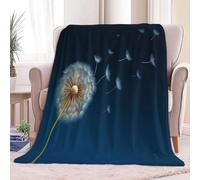 Manta Sherpa 100 x 130 cm Diente De León Minimalista Plaid Calientes y Cómodas, Manta de Mullida y Suave Azul Marino, Reversible, Hipoalergénica, para Silla Sofá Cama Oficina