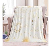 Manta Sherpa 100 x 130 cm Elementos Simples del Universo Celestial Plaid Calientes y Cómodas, Manta de Mullida y Suave Beige, Reversible, Hipoalergénica, para Silla Sofá Cama Oficina