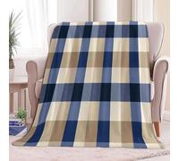 Manta Sherpa 100 x 130 cm Tema De Cuadrícula De Líneas Simples Plaid Calientes y Cómodas, Manta de Mullida y Suave Beige, Reversible, Hipoalergénica, para Silla Sofá Cama Oficina