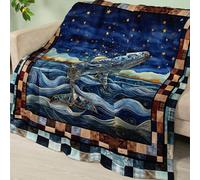 Manta Sofa Balena Estrella Azul Plaid Cama Termica Franela Mantas para Cama Lavable Mantas para Cama Duradero Plaid Sofa Cuatro Temporadas Jarapas para Sofas Suave Blanket 180x220cm