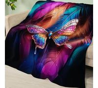 Manta Sofa Diamante Mariposa Azul Plaid Cama Termica Franela Mantas para Cama Lavable Mantas para Cama Duradero Plaid Sofa Cuatro Temporadas Jarapas para Sofas Suave Blanket 200x240cm