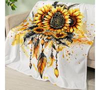 Manta Sofa Flor Amarilla Gris Plaid Cama Termica Franela Mantas para Cama Lavable Mantas para Cama Duradero Plaid Sofa Cuatro Temporadas Jarapas para Sofas Suave Blanket 130x150cm