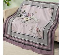 Manta Sofa Flor Púrpura Gris Plaid Cama Termica Franela Mantas para Cama Lavable Mantas para Cama Duradero Plaid Sofa Cuatro Temporadas Jarapas para Sofas Suave Blanket 220x240cm