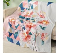 Manta Sofa Geometría De Flores Rosadas Plaid Cama Termica Franela Mantas para Cama Lavable Mantas para Cama Duradero Plaid Sofa Cuatro Temporadas Jarapas para Sofas Suave Blanket 180x200cm