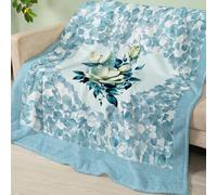 Manta Sofa Hojas De Flores Azules Plaid Cama Termica Franela Mantas para Cama Lavable Mantas para Cama Duradero Plaid Sofa Cuatro Temporadas Jarapas para Sofas Suave Blanket 200x200cm