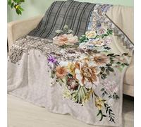 Manta Sofa Hojas De Flores Grises Plaid Cama Termica Franela Mantas para Cama Lavable Mantas para Cama Duradero Plaid Sofa Cuatro Temporadas Jarapas para Sofas Suave Blanket 220x240cm