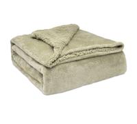 Briebe - manta sofá invierno sedalina lisa y borreguito polar sherpa 130x160 cm calentita gruesa suave, , taupe