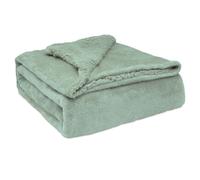 Briebe - manta sofá invierno sedalina lisa y borreguito polar sherpa 130x160 cm calentita gruesa suave, , verde