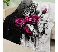 Manta Sofa Negro Gris Rosa Plaid Cama Termica Franela Mantas para Cama Lavable Mantas para Cama Duradero Plaid Sofa Cuatro Temporadas Jarapas para Sofas Suave Blanket 150x200cm