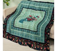 Manta Sofa Negro Pavo Real Azul Plaid Cama Termica Franela Mantas para Cama Lavable Mantas para Cama Duradero Plaid Sofa Cuatro Temporadas Jarapas para Sofas Suave Blanket 180x200cm