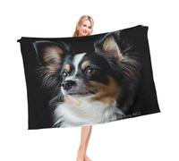 Manta Sofá Perro Papillon Negro Esponjoso Afelpado Manta Suave Colcha Sofa para Silla Adultos Coche L