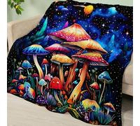 Manta Sofa Setas Azul Rojo Plaid Cama Termica Franela Mantas para Cama Lavable Mantas para Cama Duradero Plaid Sofa Cuatro Temporadas Jarapas para Sofas Suave Blanket 220x240cm