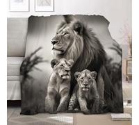 Manta Sofa Sherpa de Felpa Super Suave Cálida 100x130 cm, Animales Alta DefinicióN PatróN de LeóN Manta Sofa Sherpa de Felpa Suave Cálida, Gris Suave y Acogedora para Niños Adultos