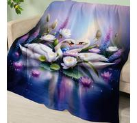 Manta Sofa Swan Lotus Púrpura Plaid Cama Termica Franela Mantas para Cama Lavable Mantas para Cama Duradero Plaid Sofa Cuatro Temporadas Jarapas para Sofas Suave Blanket 180x220cm