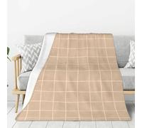 Manta suave para sofá, sillón y cama de 50" x 60" - Estampado de cuadrícula marrón dibujado a mano. Mantas ligeras y acogedoras de franela para hombres y mujeres. Manta de viaje de felpa cálida y mull