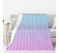 Manta suave para sofá, sillón y cama de 60"x50" - Estampado de cuadrícula degradado azul y rosa (a) Mantas ligeras y acogedoras de franela para hombres y mujeres, manta de viaje de felpa cálida y mull