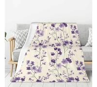 Manta suave para sofá, sillón y cama de 76 x 102 cm (30" x 40") - Estampado clásico de flores moradas, manta ligera y acogedora de franela para hombres y mujeres, manta de viaje de felpa cálida y mull