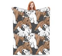 Manta suave y cálida de oso polar panda y oso pardo, manta ligera y acogedora, regalos de osos de animales lindos para adultos y niños, manta de cama para sala de estar, ropa de cama, decoración de