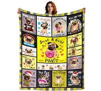 Manta suave y cálida para amantes de los pug, mujeres, adultos y niños, manta para cachorros, cama para sofá, 60 x 50 pulgadas, decoración navideña