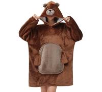 Manta Sudadera Sherpa Oversize con Mangas y Capucha Panda Manta Sofá Portátil Unisex Hombre Mujer Regalo Invierno