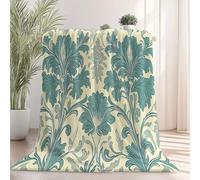 Manta súper Suave, Mantas de Forro Polar de Franela cálida para sofá, Manta de Cama de Felpa William Morris Retro Flores para Todas Las Estaciones (Amarillo Claro, 130×150 cm)