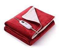 Manta térmica con apagado automático de 130 × 180 cm, 4 niveles de temperatura y 6 horas de auto, temporizador de franela, caliente a máquina