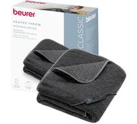Beurer HD 65 Manta eléctrica, Manta térmica acogedora de Material Suave con 3 Niveles de Temperatura, con Apagado automático y Sistema de Seguridad, Lavable a máquina a 30 °C, Made in Europe, Gris