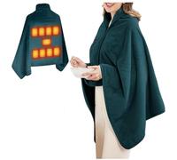 Manta térmica inalámbrica recargable por USB, eléctrica, chal eléctrico, manta térmica con 9 zonas de calefacción, 3 niveles de calor, 20 segundos, cálido, lavable para camping, oficina, viajes (verde