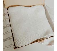 Manta unisex de punto de cable de cachemira 100% en caja de regalo (marfil)