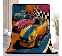 Manta vintage industrial, suave y cálida, de franela de forro polar, manta para el salón, el coche, a cuadros, coche de carreras, manta para cama, sofá, dormitorio, decoración, 150 x 200 cm