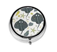 Mantarraya de vida marina, Pastillero, Pastillero redondo Pequeño contenedor de pastillas Organizador de pastillas de viaje